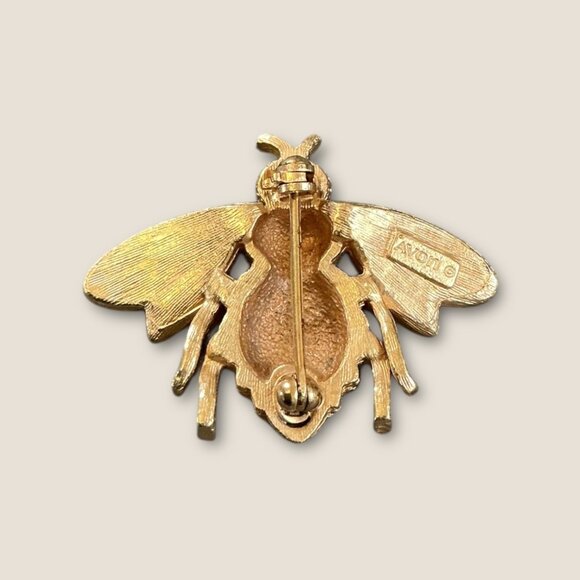 Vintage Avon Gold-Tone Bee Brooch Pin 1.5" X 1" Insect Jewelry Collectible - Picture 2 of 2